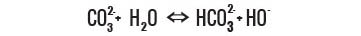Hydrolysis reaction of carbonate ions CO32-